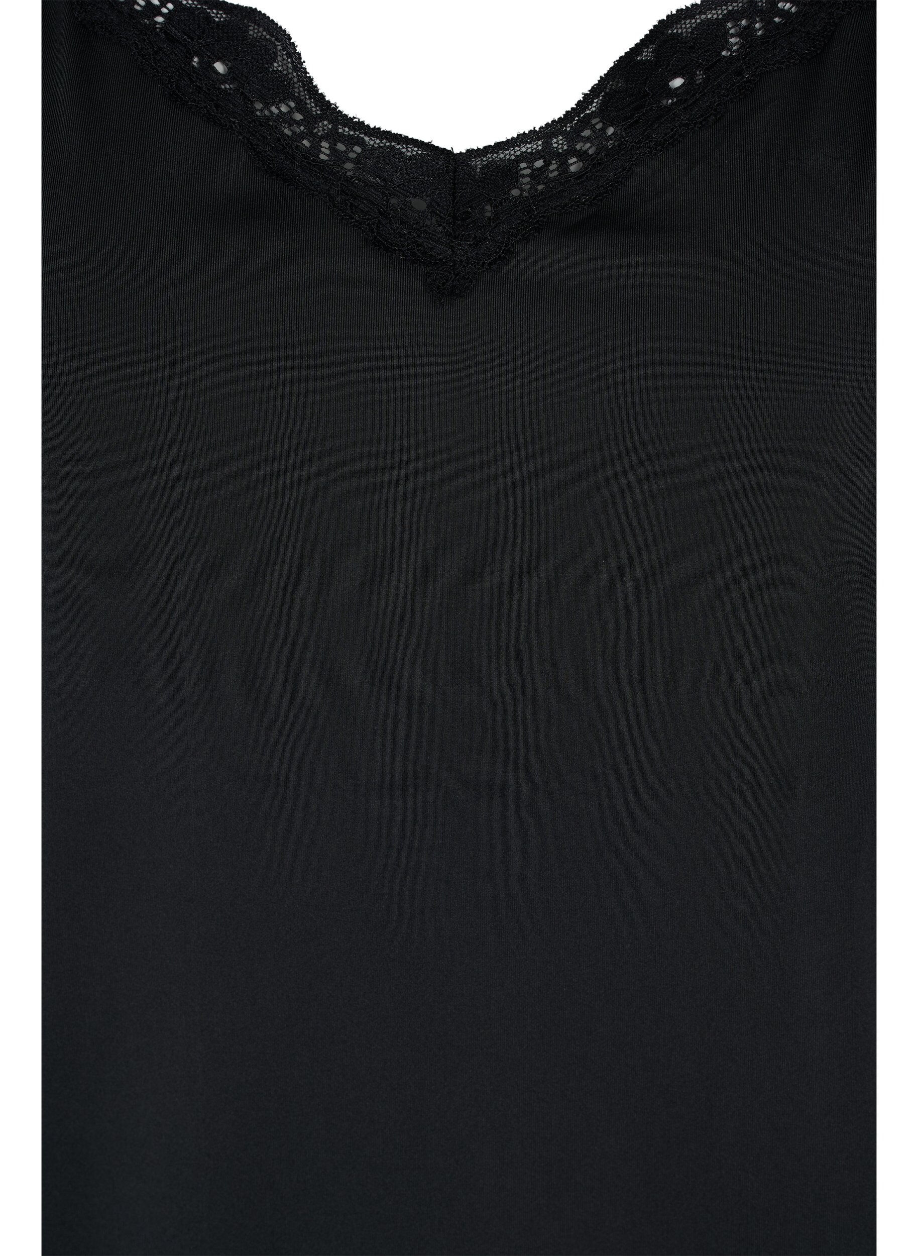 Zizzifashion Night top with lace details, Black, Packshot image number 2
