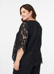 Lace blouse with V-neck and 1/2 sleeves, Black, Model image number 2