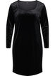 Velour dress with long sleeves, Black, Packshot image number 0
