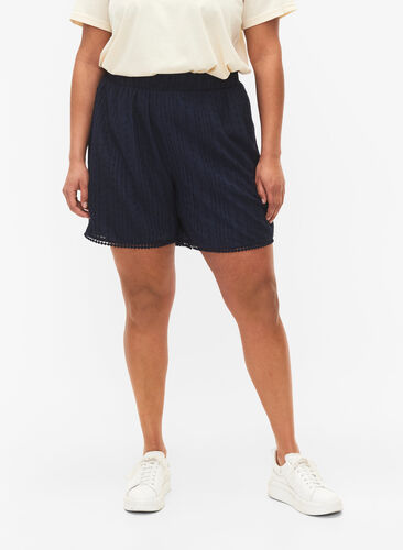 Shorts with textured fabric, Navy Blazer, Model image number 0