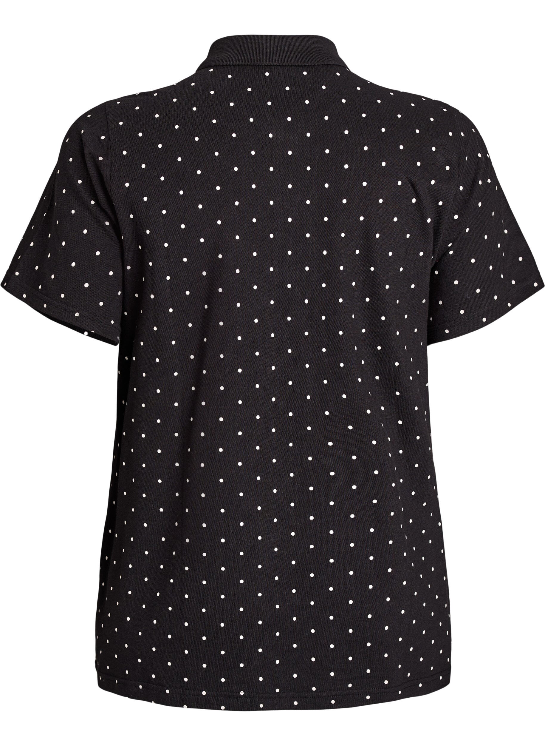 Zizzifashion Dotted polo shirt with short sleeves, Black, Packshot image number 1