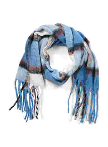 Patterned scarf with fringes
