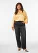 Blouse with shirt collar and V-neck, Yellow, Model image number 1