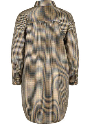 Long checkered shirt jacket with chest pockets, Houndstooth, Packshot image number 1