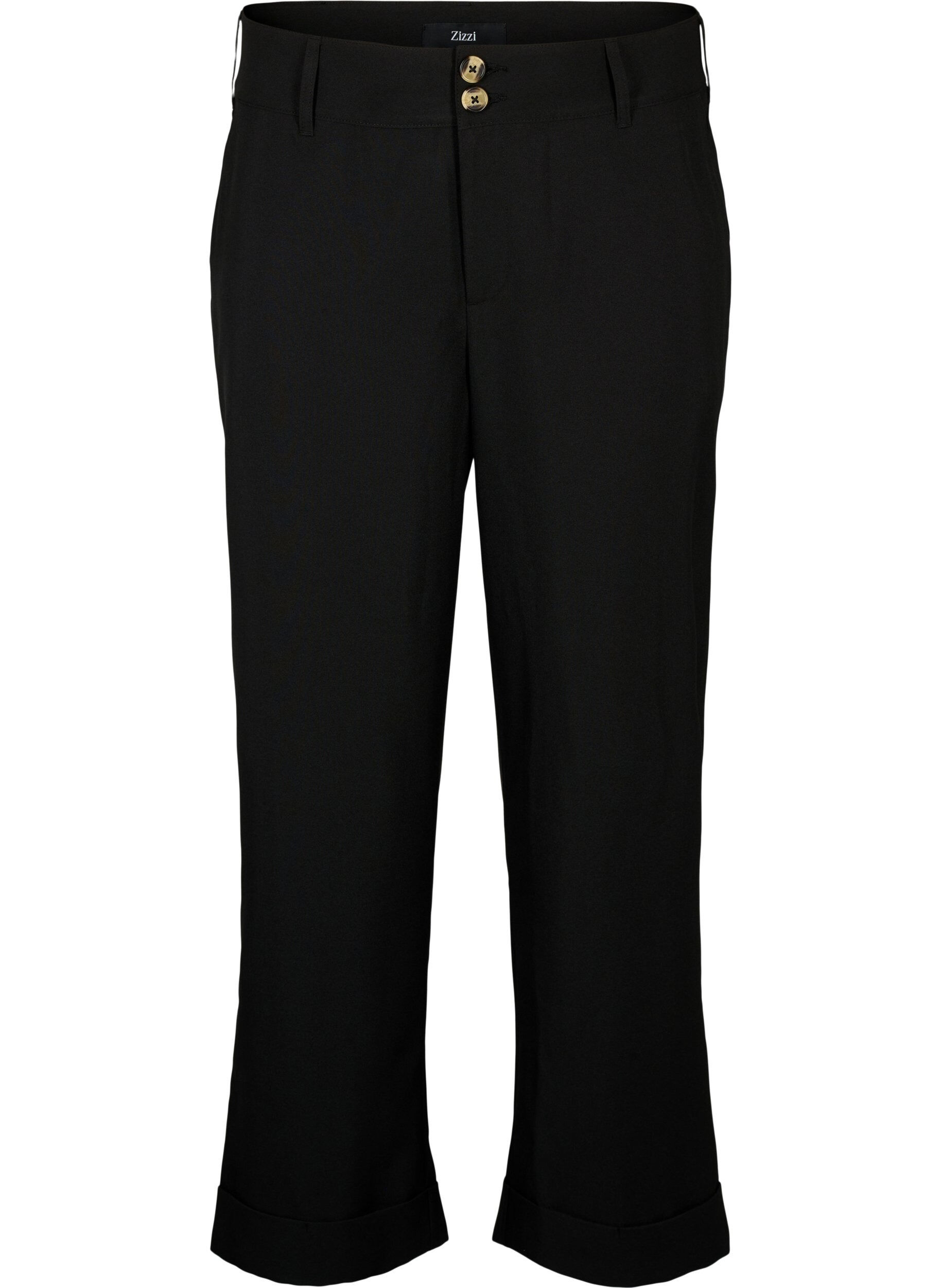 Zizzifashion High-waisted pants with fold-up, Black, Packshot image number 0