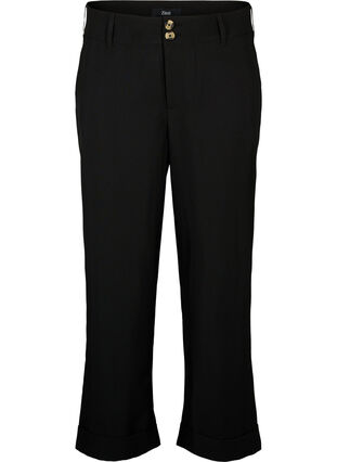 High-waisted pants with fold-up, Black, Packshot image number 0