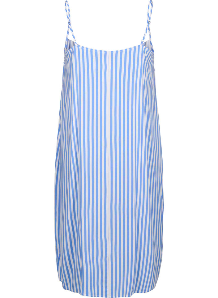 FLASH - Striped strap dress in viscose, L. Blue White Stripe, Packshot image number 1