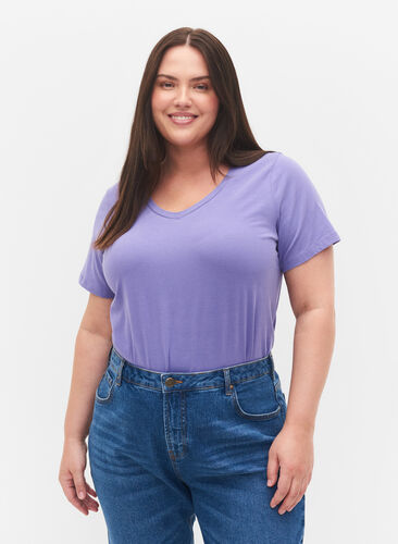 Basic plain cotton t-shirt, Veronica, Model image number 0