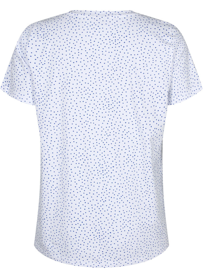 Cotton t-shirt with dots and v-neck, B.White/S.T.W Dot, Packshot image number 1