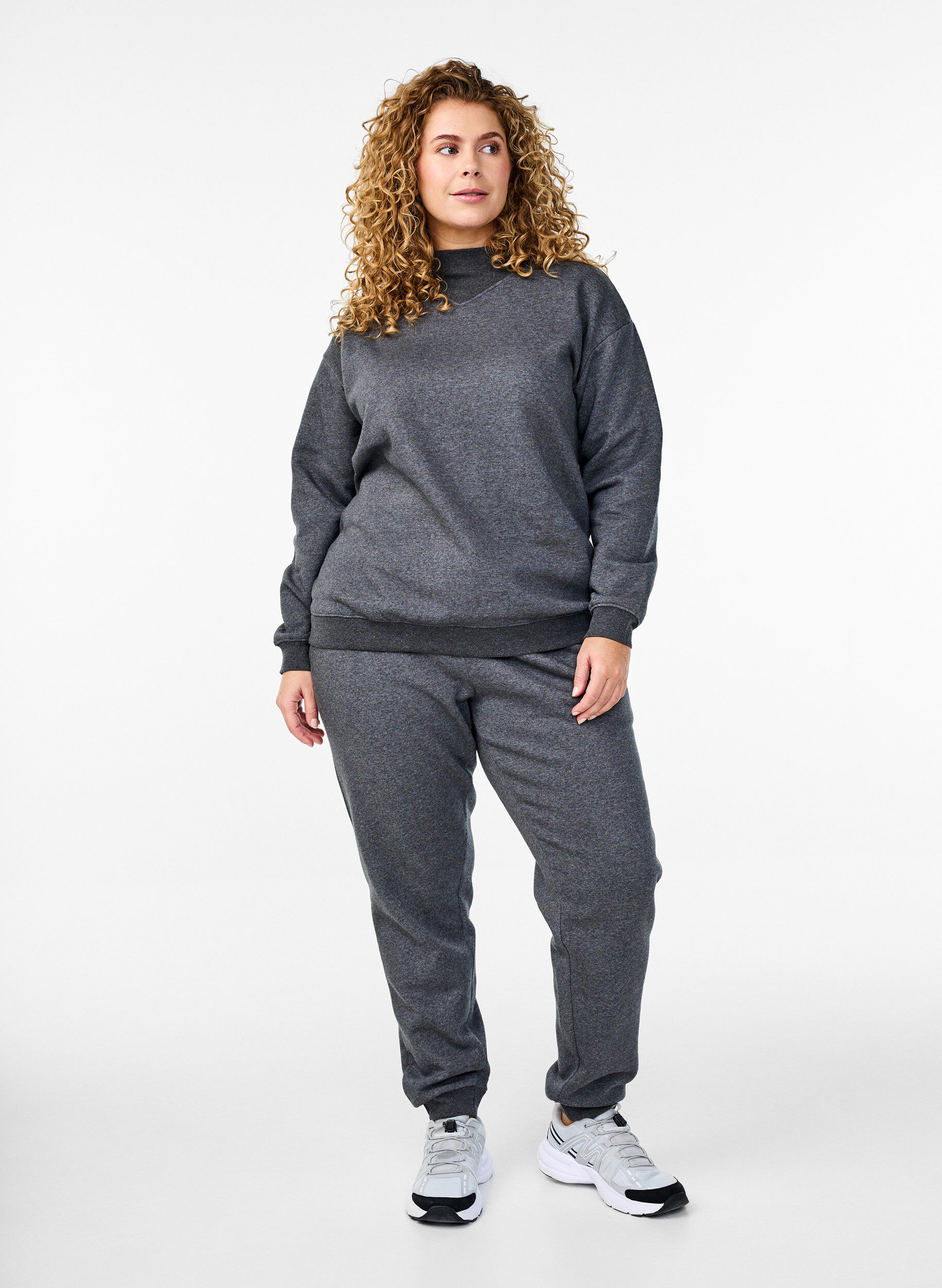 Zizzifashion High-waisted sweatpants, Dark Grey, Model image number 0