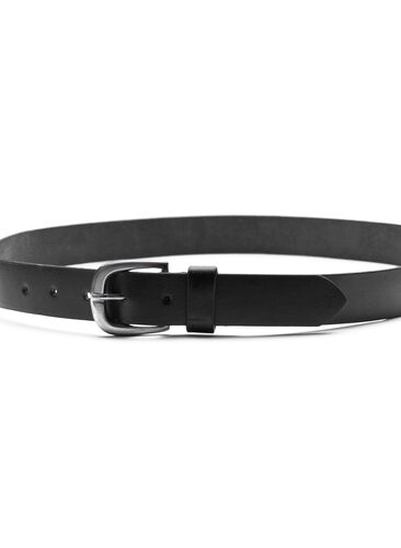 Leather belt with buckle, Black, Packshot image number 1