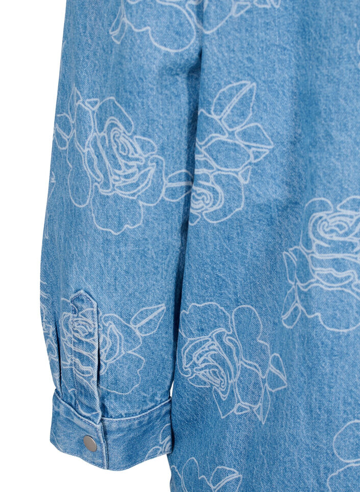 Denim jacket with flowers, Light Blue Denim, Packshot image number 4
