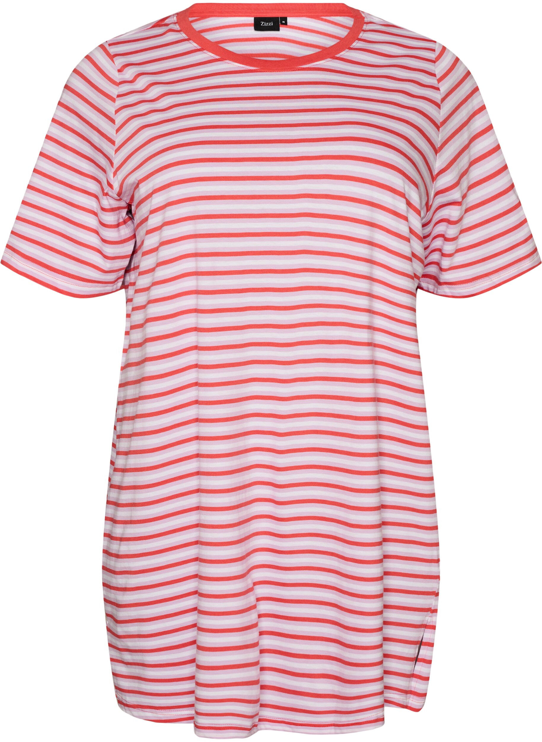 ZizzifashionLong oversized striped T-shirt in organic cotton, Purple, Packshot image number 0
