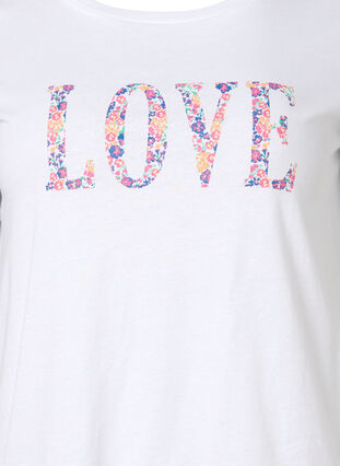Cotton t-shirt with round neck and print, Bright White W. Love, Packshot image number 2