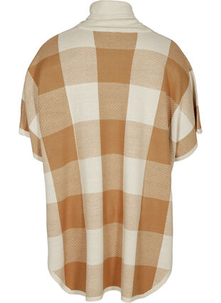 Checkered poncho with roll neck, Tobacco Brown Comb, Packshot image number 1