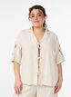 Viscose pyjama top with tie fastening and floral print, Beige, Model image number 0