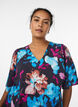 Midi dress with floral print and empire line, Black, Model image number 2