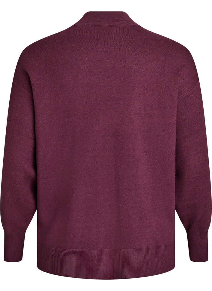 Knit blouse with high neck, Dark Bordeaux, Packshot image number 1