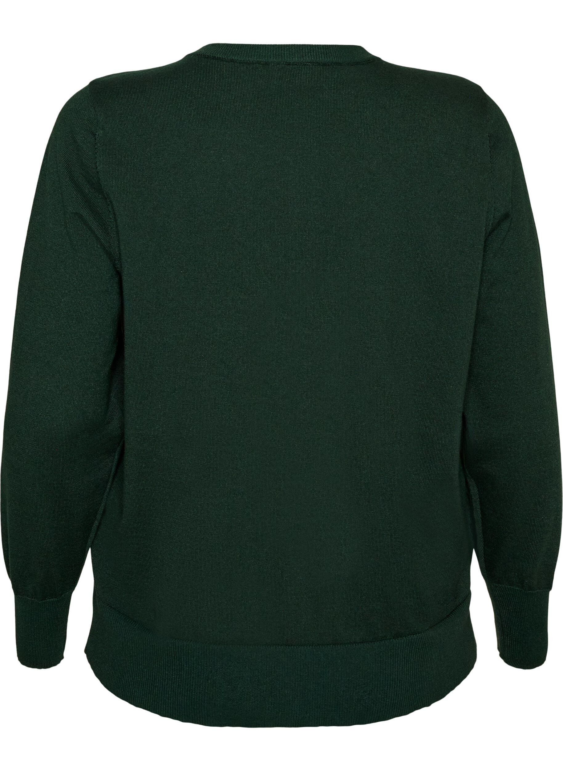 ZizzifashionFine-knit cardigan with a round neck, Green, Packshot image number 1