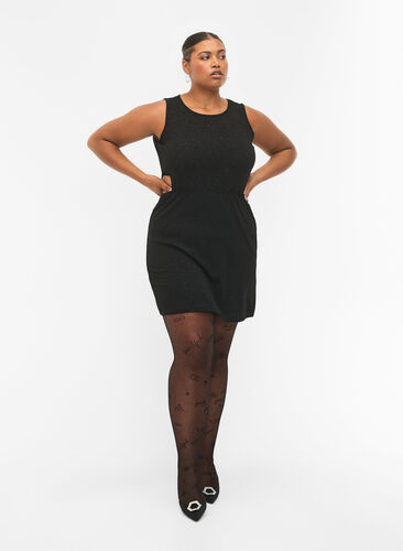 Sleeveless dress with cut-out section, Black, Model image number 2