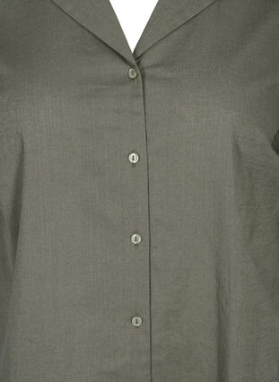 Long cotton shirt with short sleeves, Dusty Olive, Packshot image number 2