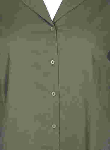 Long cotton shirt with short sleeves, Dusty Olive, Packshot image number 2