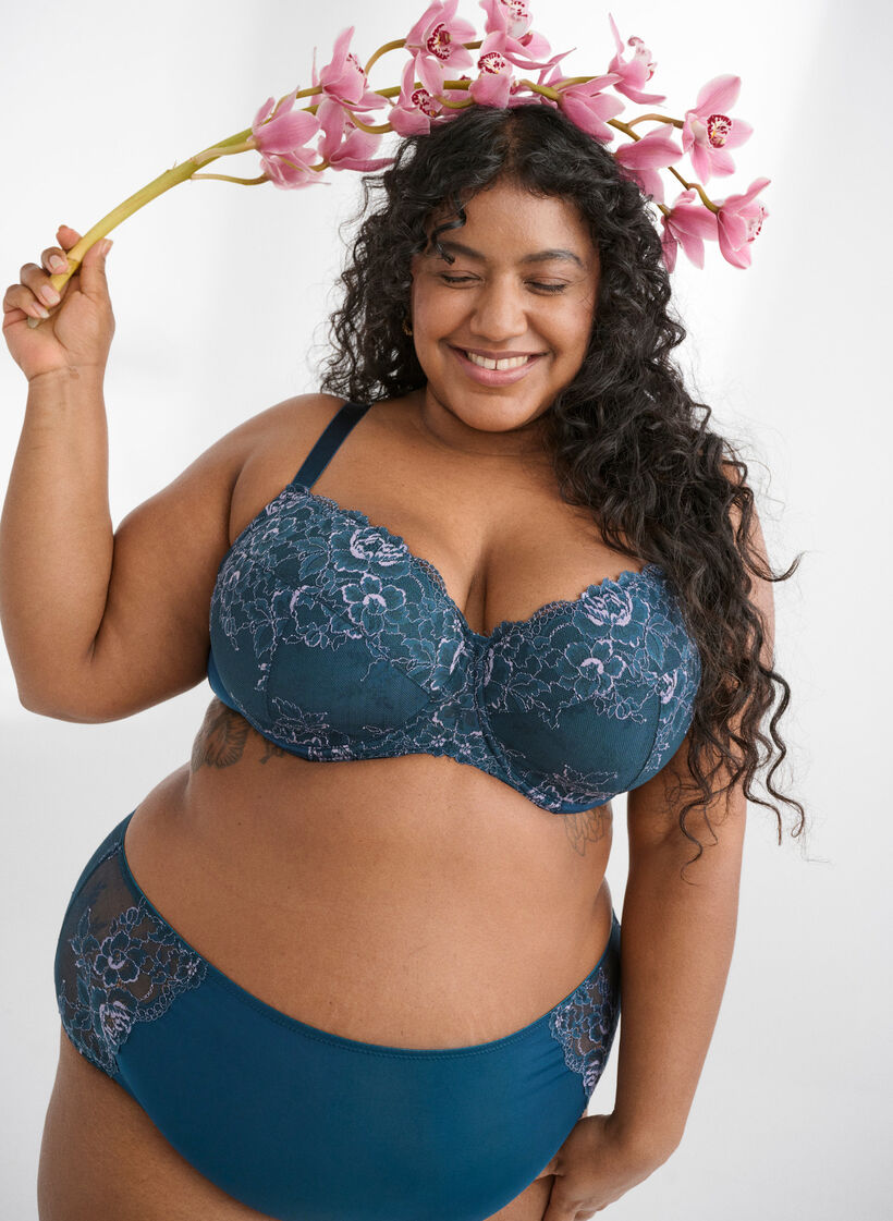 Microfiber panties with lace and a regular waist, Blue, Image image number 0