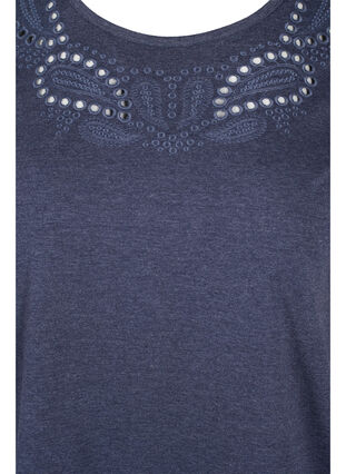 Short-sleeved t-shirt with broderie anglaise, Night Sky Mel., Packshot image number 2