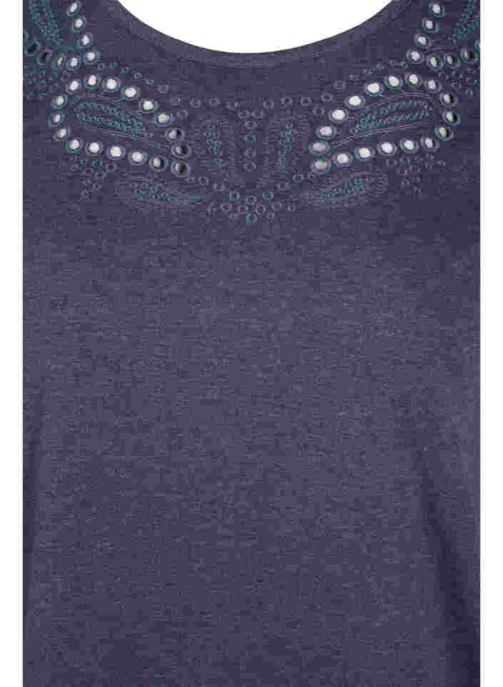 Short-sleeved t-shirt with broderie anglaise, Night Sky Mel., Packshot image number 2