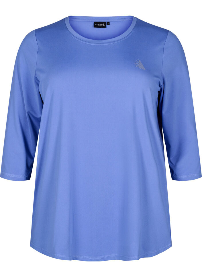 Workout top with 3/4 sleeves, Blue, Packshot image number 0