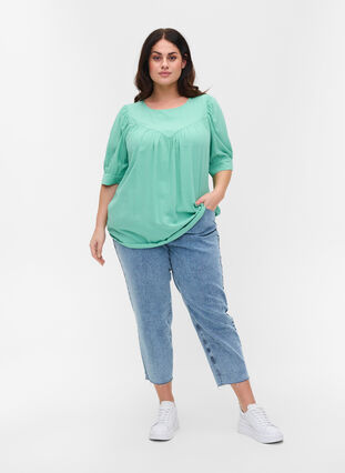 A-line blouse in viscose, Dusty Jade Green, Model image number 2