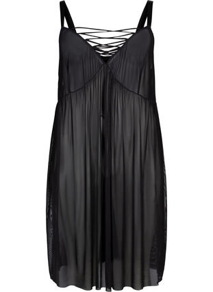 Mesh nightdress with string, Black, Packshot image number 0