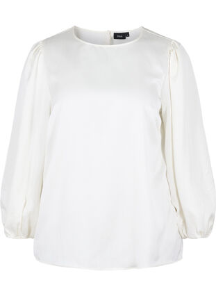 Long sleeved blouse with round neck, Snow White, Packshot image number 0