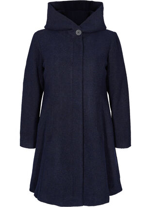 Coat with a hood and A-line cut, Night Sky Mel., Packshot image number 0