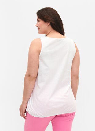 Cotton top with lace trim, Bright White, Model image number 1