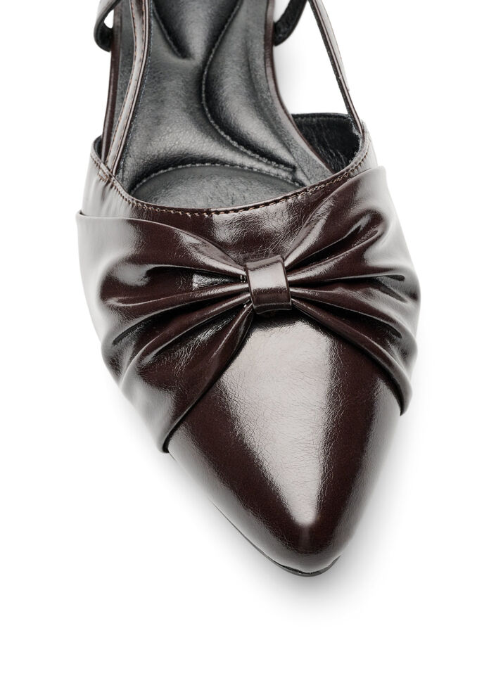 Slingback with bow detail and patent look, Brown, Packshot image number 3