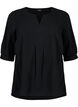 FLASH - Cotton blouse with half-length sleeves, Black, Packshot image number 0