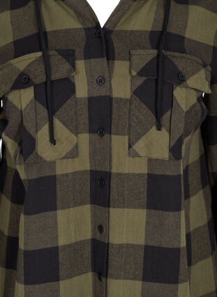 Checked shirt jacket with hood, Ivy Green Check, Packshot image number 2