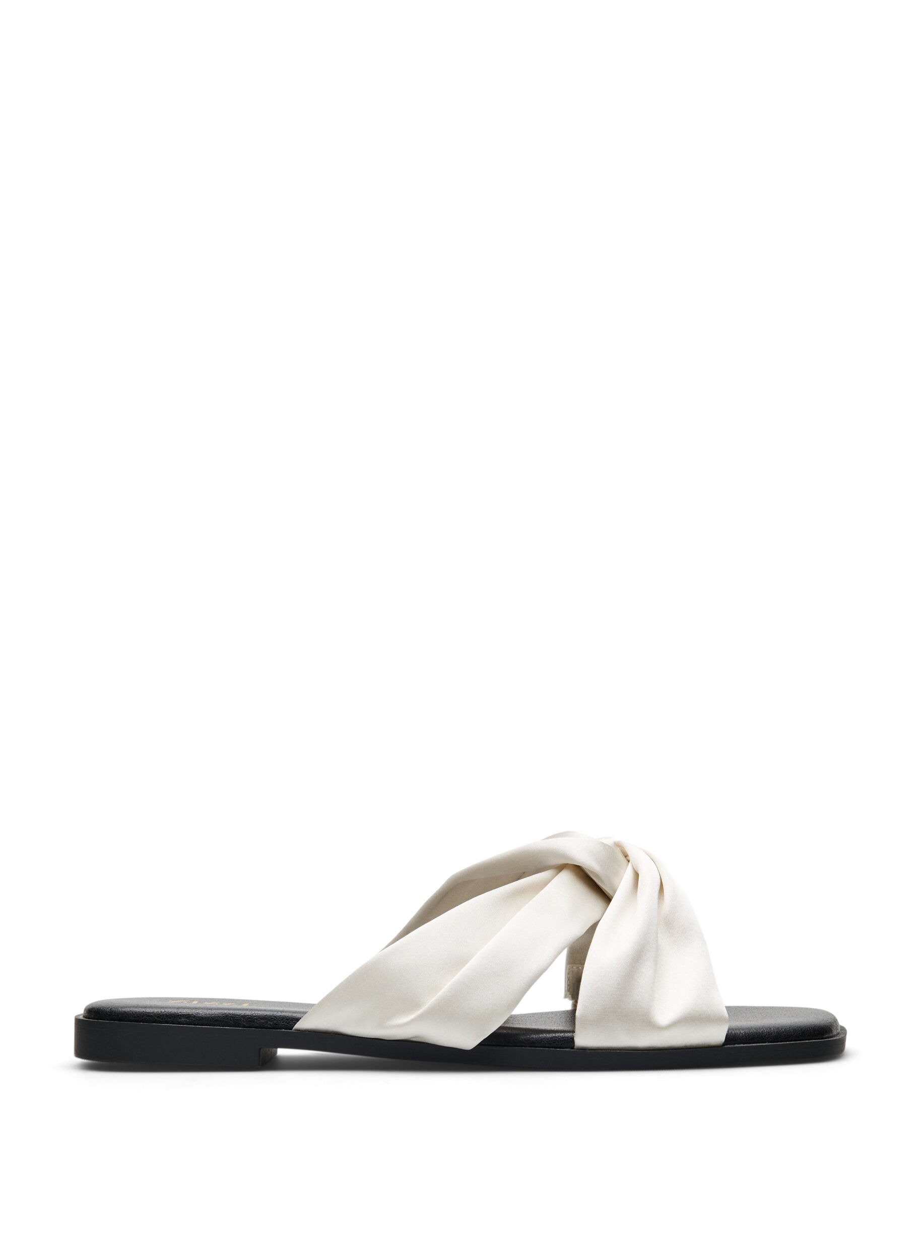 Zizzifashion Wide fit - Flat sandals with crossed satin straps, Vanilla, Packshot image number 0