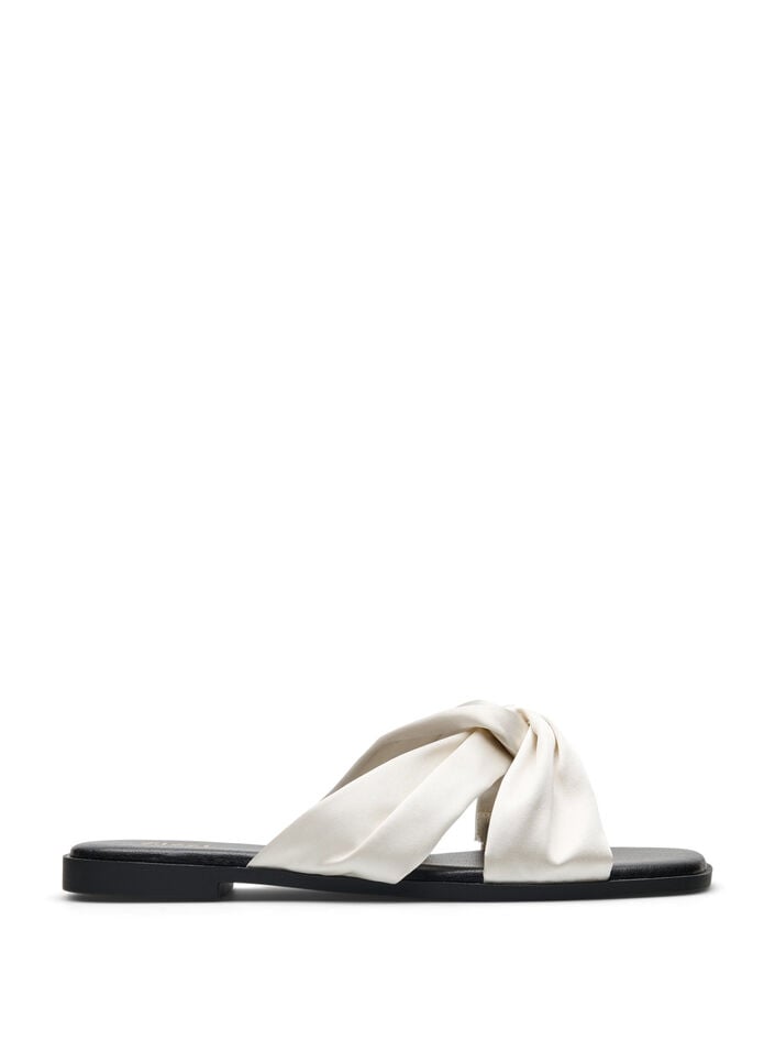 Wide fit - Flat sandals with crossed satin straps, Vanilla, Packshot image number 0