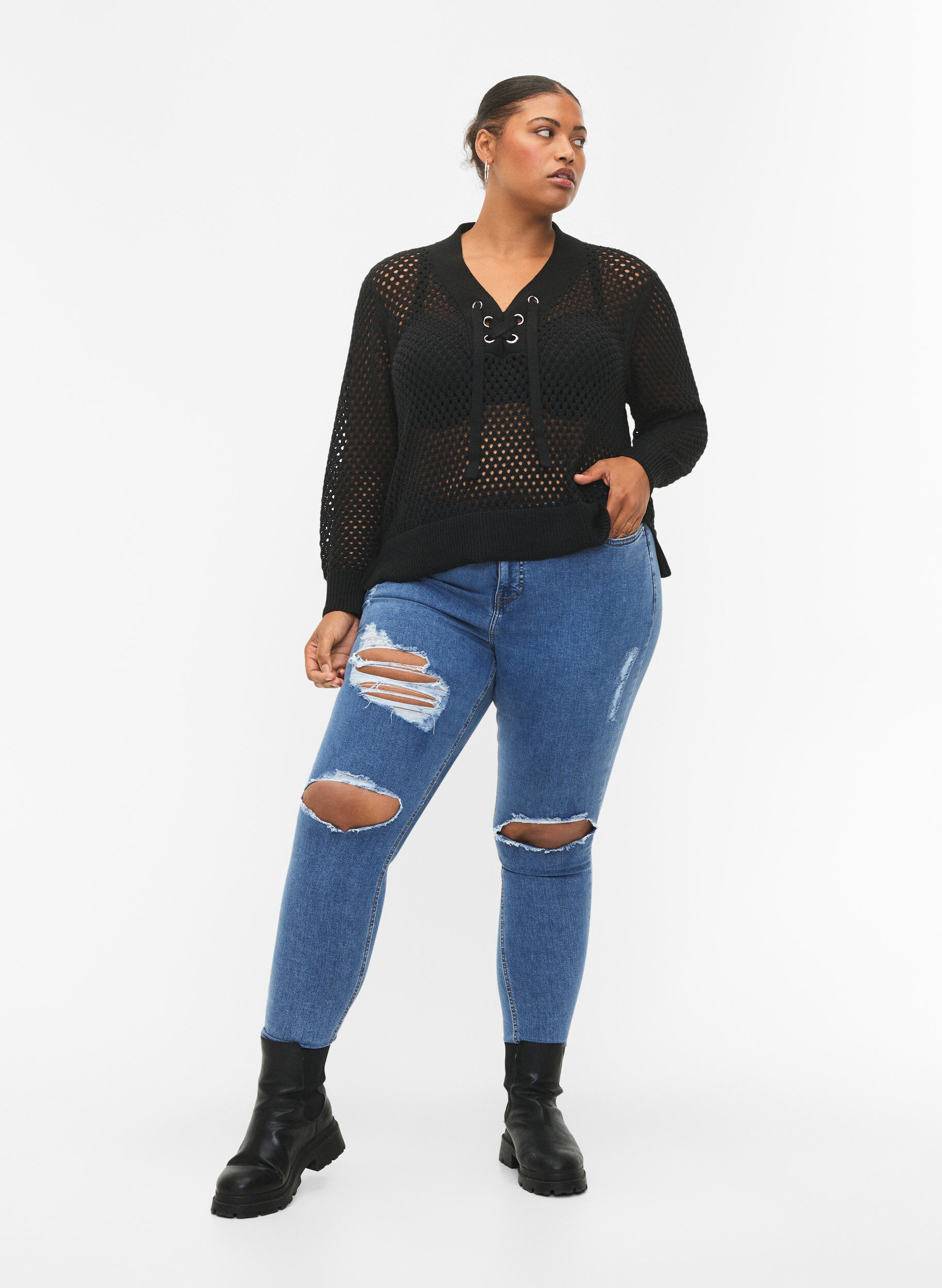 Zizzifashion Pullover with pattern, Black, Model image number 2