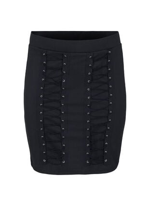 Close-fitting skirt with drawstring, Black, Packshot image number 0