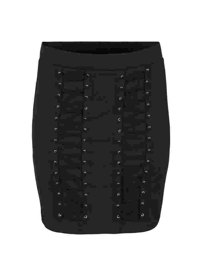 Close-fitting skirt with drawstring, Black, Packshot image number 0