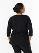 Basic cotton t-shirt with 3/4 sleeves, Black, Model image number 2