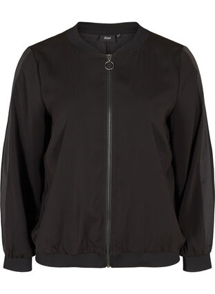 Bomber jacket with zipper, Black, Packshot image number 0