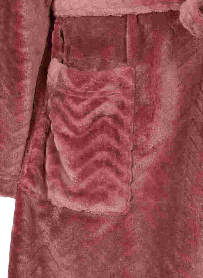 Short patterned dressing gown with pockets, Ash Rose, Packshot image number 3