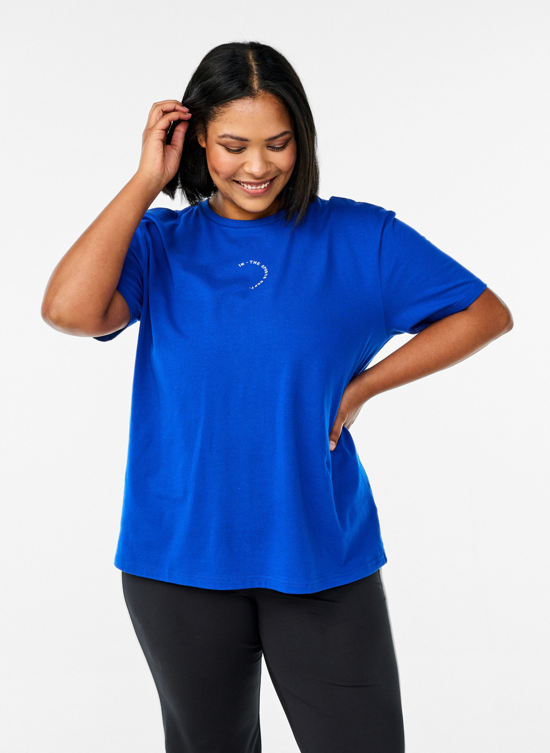 ZizzifashionSporty T-shirt in organic cotton, Blue, Model image number 0