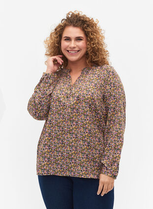 FLASH - Long sleeve blouse with print, Multi Ditsy, Model image number 0