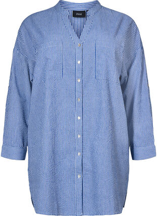 Striped cotton shirt with 3/4 sleeves, Surf the web Stripe, Packshot image number 0