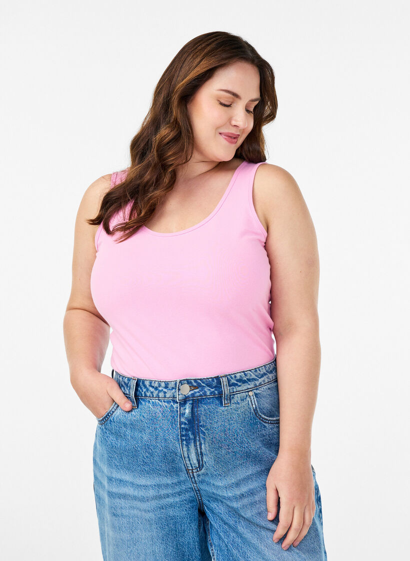 Cotton basic top, Pink, Model image number 0